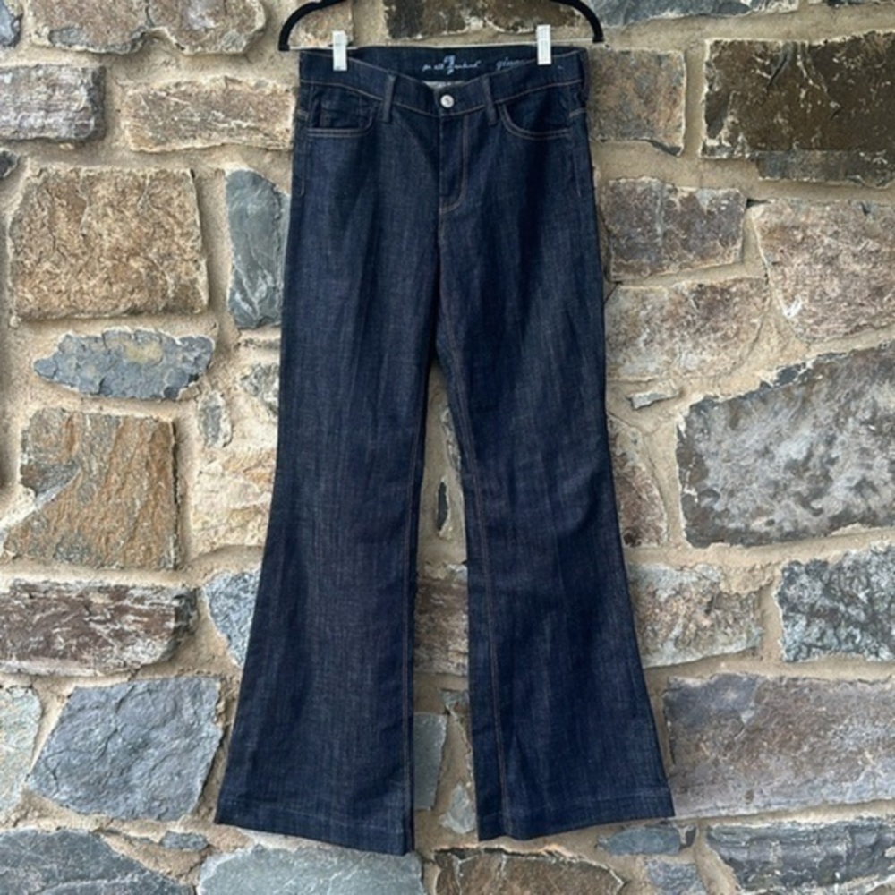 7 for all Mankind Bootcut Blue Wash Denim Jeans Low Rise Size 28